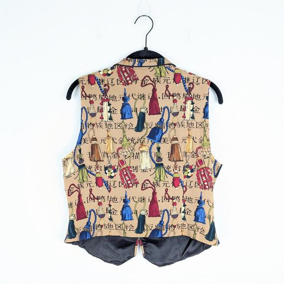 Vintage TAPP New York Silk Asian Inspired Novelty Tasseled Vest Size Large Artsy - Picture 4 of 8